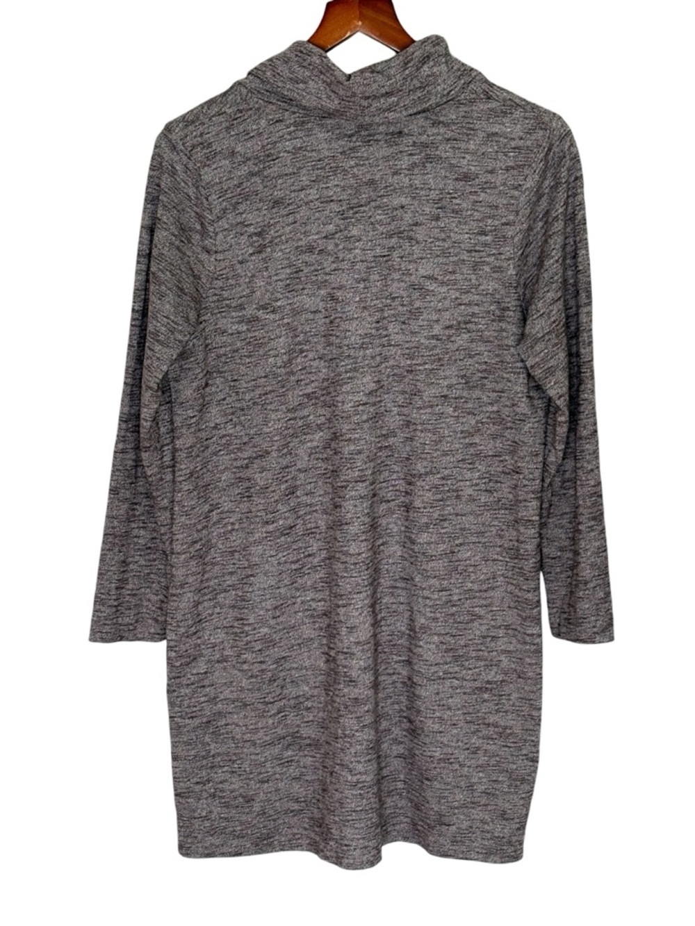 J Jill Pure Jill Soft-Touch Cowl Neck Tunic Dress • Heathered Plum • M Petite - Picture 3 of 8